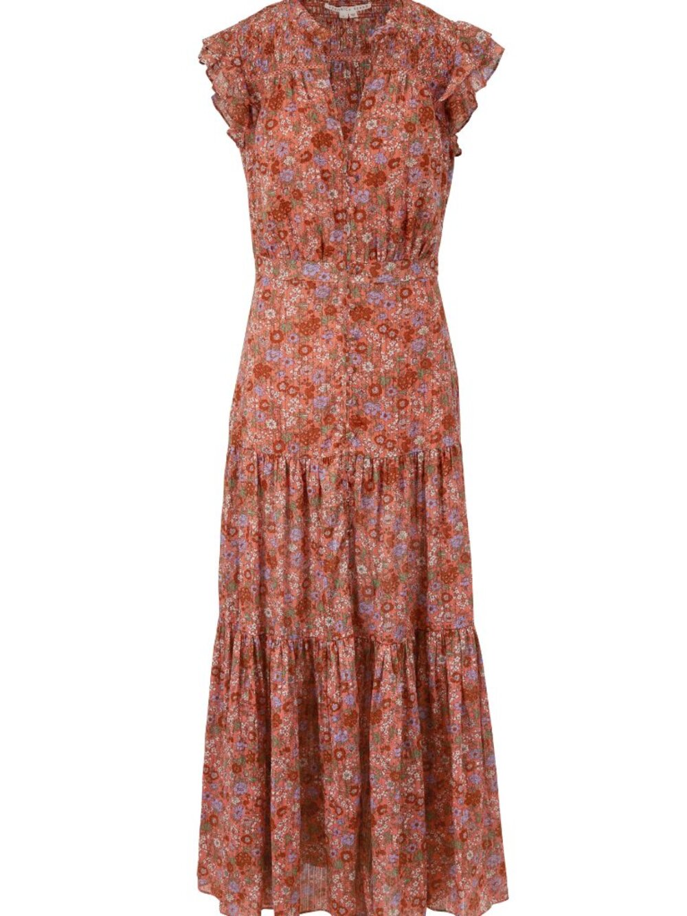 Veronica Beard Rust Floral Maxi Dress. Size 2.